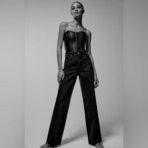 Zara Black wide leg high waist jean size 2